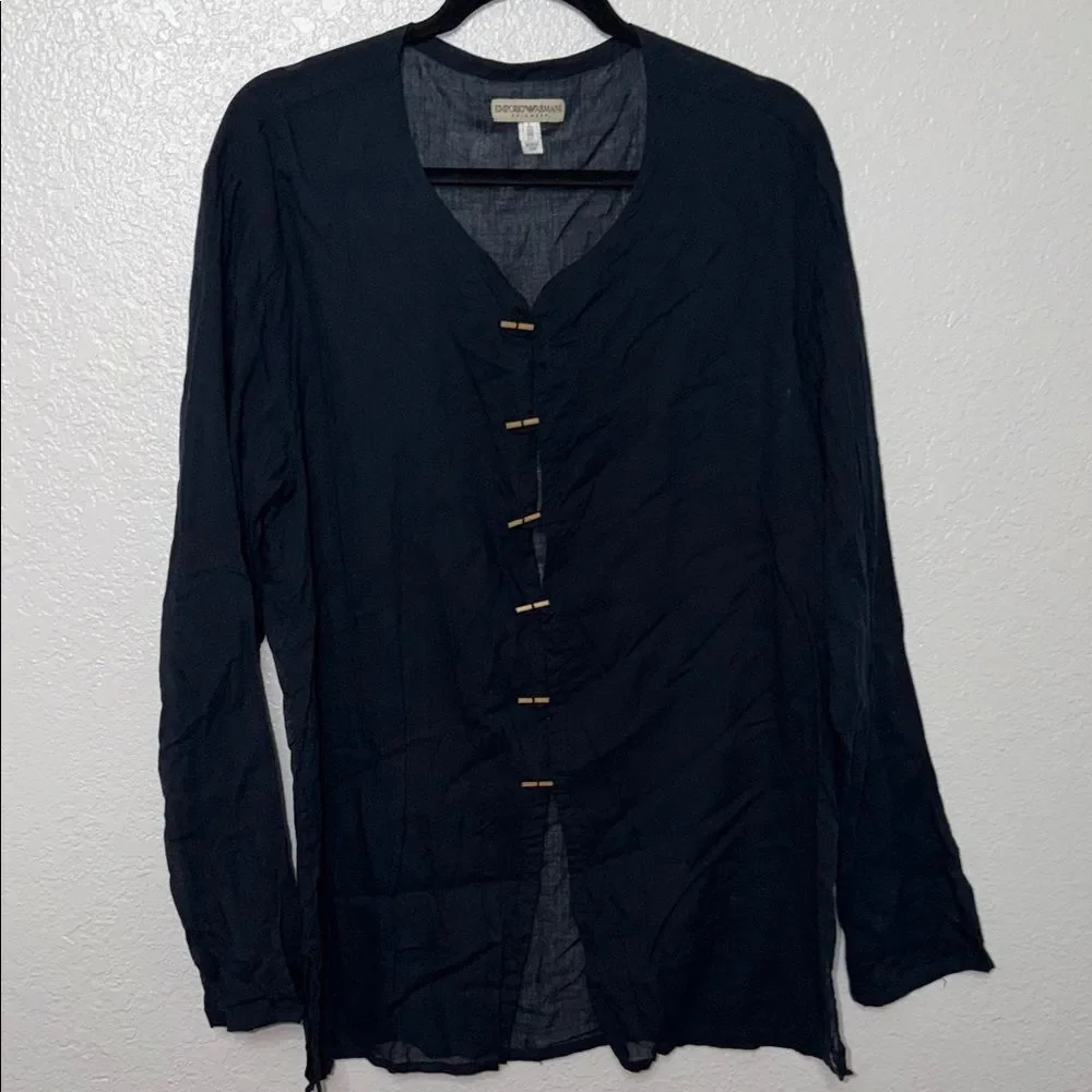Vintage Y2K Emporio Armani Navy Button-Up Shirt swim boho coverup L